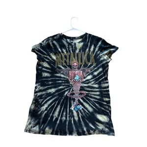 Metallica Tie Dye T Shirt Adult Unisex Black Yellow Graphic Concert Tee Size 00